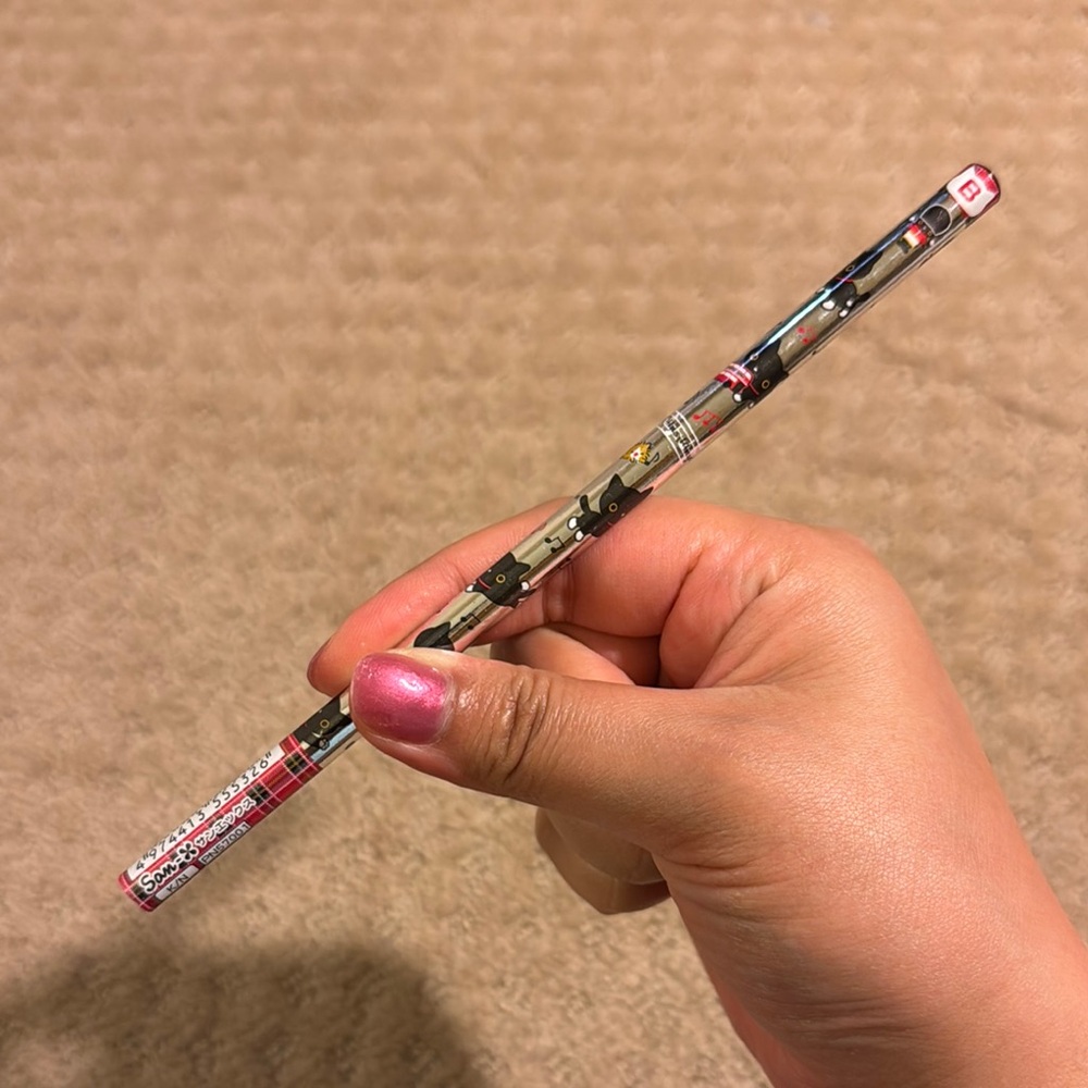 San-x Kutsita Nyanko Patterned Pencil with Red and Black Accents